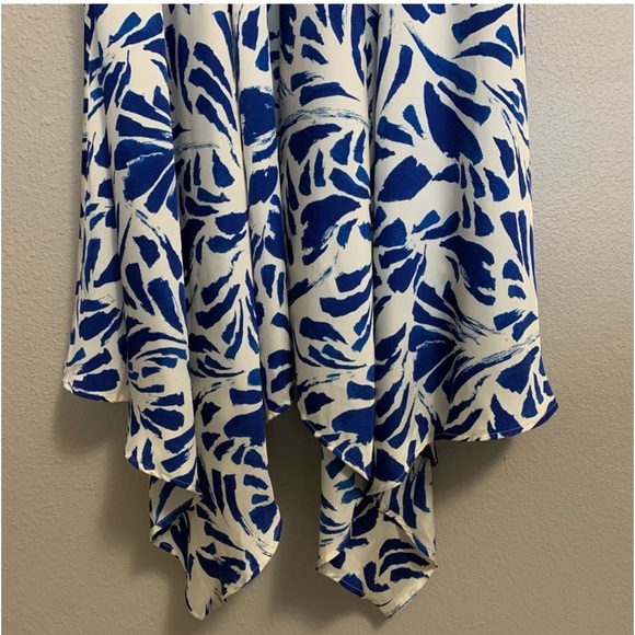 NEW Alexis Blue Botanical Asymmetrical Hem Designer Dress Size 1X - Picture 8 of 11